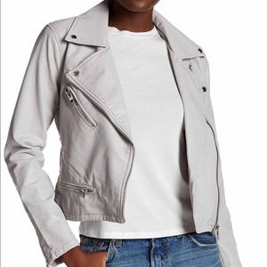 Blank NYC Vegan leather Moto Jacket, light grey